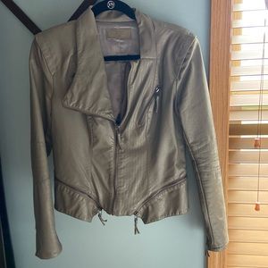 Faux-Leather Jacket- Taupe